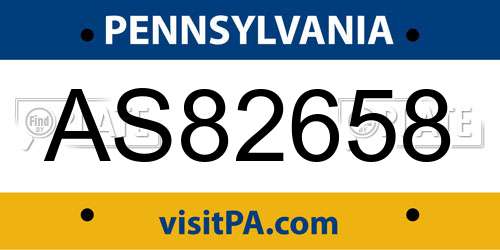 AS82658 Pennsylvania License Plate