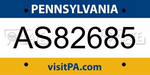 AS82685 Pennsylvania License Plate