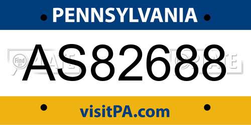 AS82688 Pennsylvania License Plate