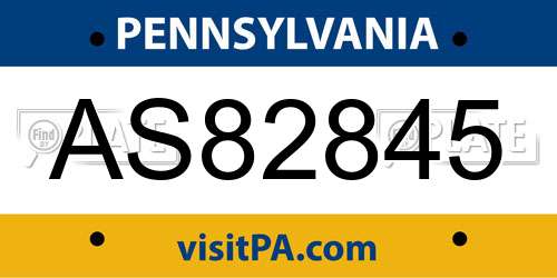 AS82845 Pennsylvania License Plate