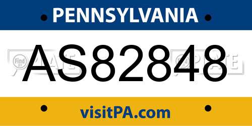 AS82848 Pennsylvania License Plate