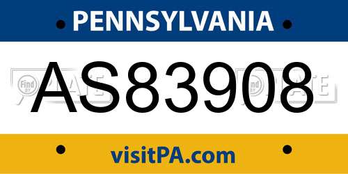 AS83908 Pennsylvania License Plate