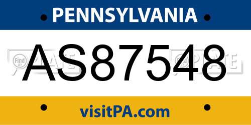 AS87548 Pennsylvania License Plate