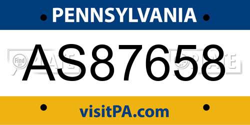 AS87658 Pennsylvania License Plate
