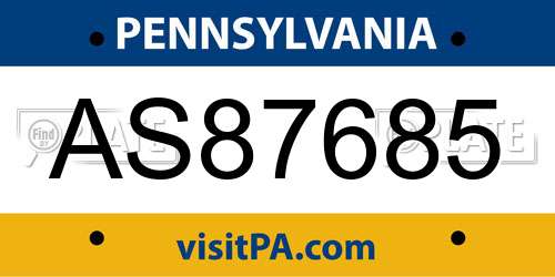 AS87685 Pennsylvania License Plate