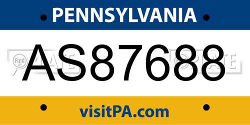 AS87688 Pennsylvania License Plate