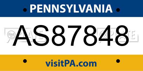 AS87848 Pennsylvania License Plate