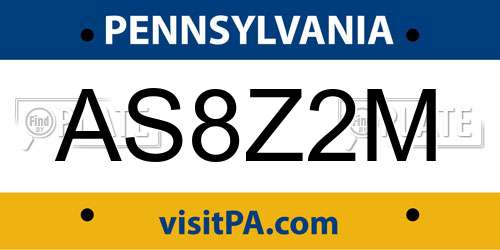 AS8Z2M Pennsylvania License Plate