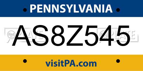 AS8Z545 Pennsylvania License Plate