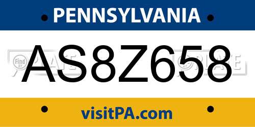 AS8Z658 Pennsylvania License Plate