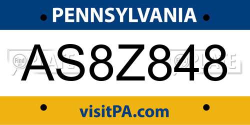 AS8Z848 Pennsylvania License Plate
