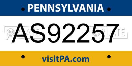 AS92257 Pennsylvania License Plate