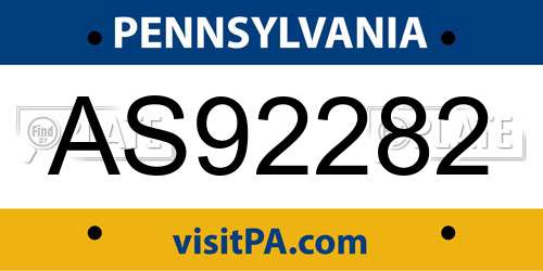 AS92282 Pennsylvania License Plate