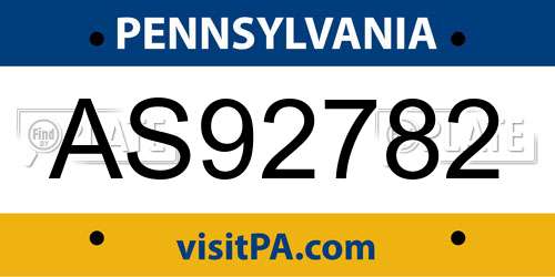 AS92782 Pennsylvania License Plate