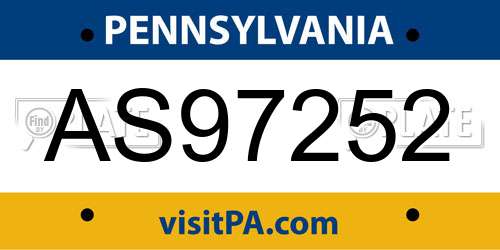 AS97252 Pennsylvania License Plate