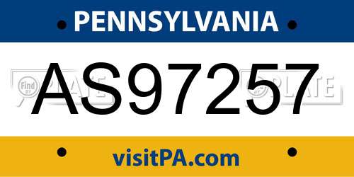 AS97257 Pennsylvania License Plate