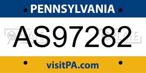 AS97282 Pennsylvania License Plate