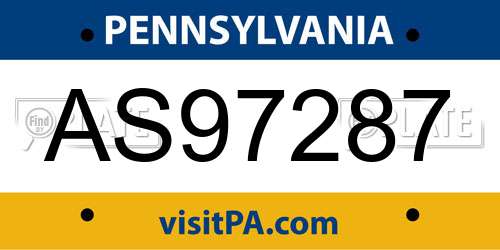 AS97287 Pennsylvania License Plate