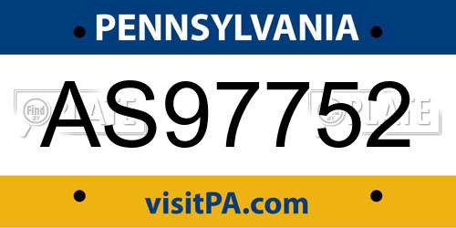 AS97752 Pennsylvania License Plate