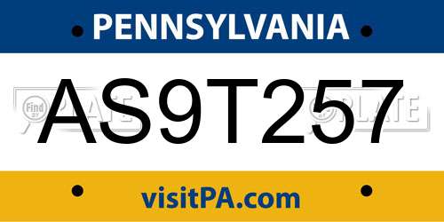 AS9T257 Pennsylvania License Plate