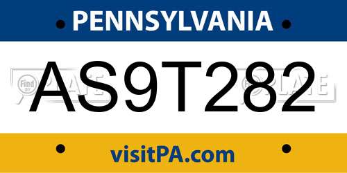 AS9T282 Pennsylvania License Plate