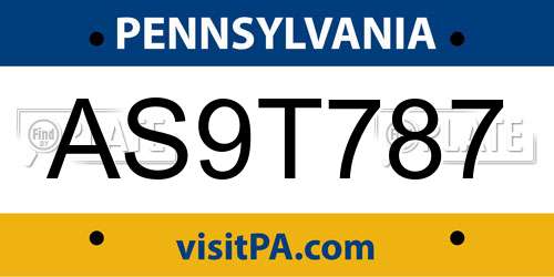 AS9T787 Pennsylvania License Plate