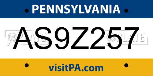 AS9Z257 Pennsylvania License Plate