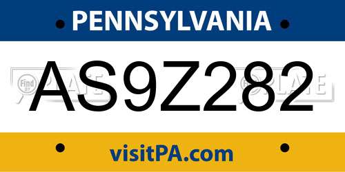 AS9Z282 Pennsylvania License Plate