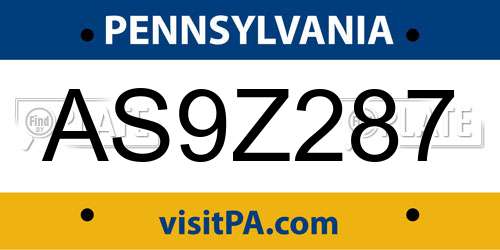 AS9Z287 Pennsylvania License Plate