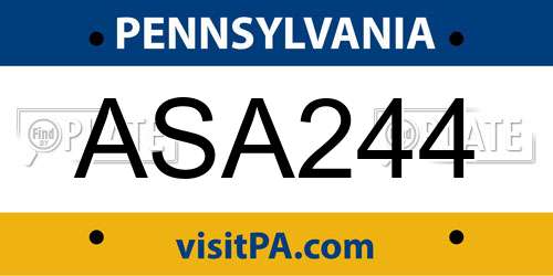 ASA244 Pennsylvania License Plate