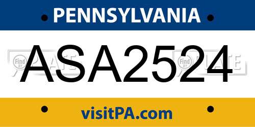ASA2524 Pennsylvania License Plate