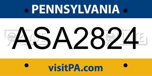 ASA2824 Pennsylvania License Plate