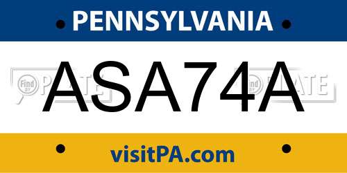 ASA74A Pennsylvania License Plate