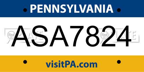 ASA7824 Pennsylvania License Plate