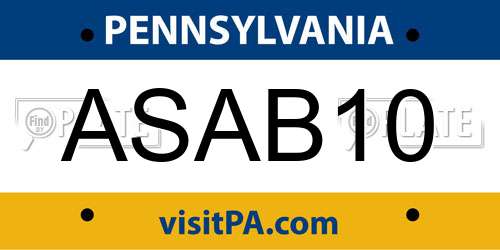 ASAB10 Pennsylvania License Plate