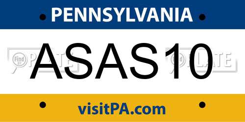 ASAS10 Pennsylvania License Plate