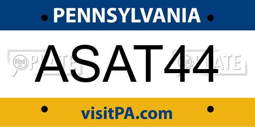 ASAT44 Pennsylvania License Plate