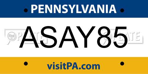 ASAY85 Pennsylvania License Plate