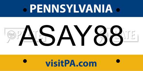 ASAY88 Pennsylvania License Plate