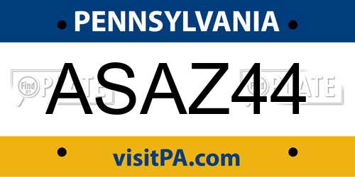 ASAZ44 Pennsylvania License Plate