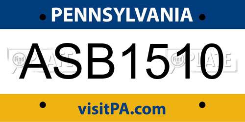 ASB1510 Pennsylvania License Plate