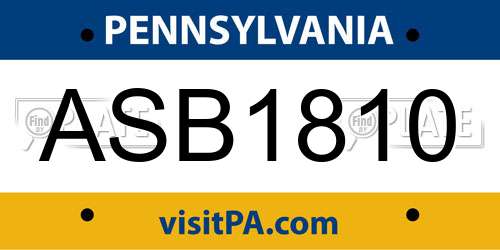 ASB1810 Pennsylvania License Plate