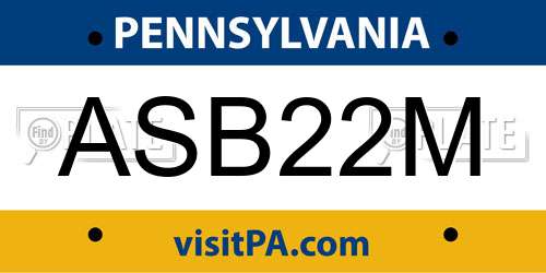 ASB22M Pennsylvania License Plate