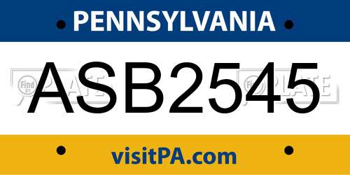 ASB2545 Pennsylvania License Plate