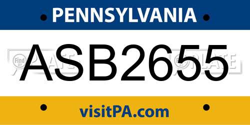 ASB2655 Pennsylvania License Plate
