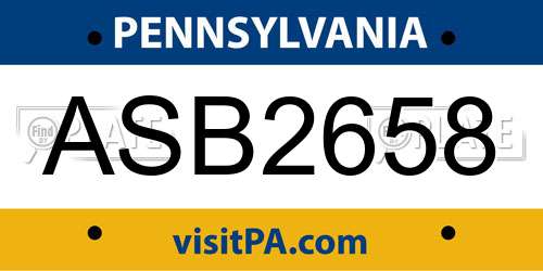 ASB2658 Pennsylvania License Plate