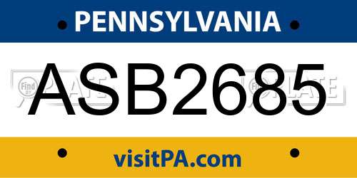 ASB2685 Pennsylvania License Plate