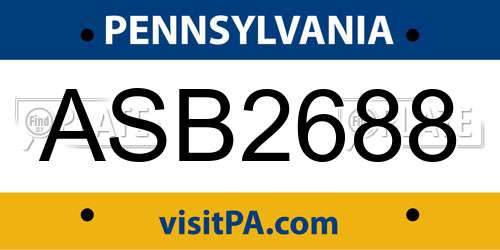 ASB2688 Pennsylvania License Plate