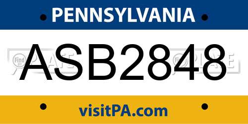 ASB2848 Pennsylvania License Plate
