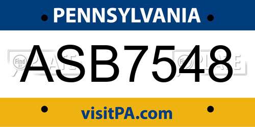 ASB7548 Pennsylvania License Plate
